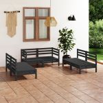Set mobilier de grădină, 6 piese, negru, lemn masiv de pin GartenMobel Dekor