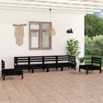 Set mobilier de grădină, 6 piese, negru, lemn masiv de pin GartenMobel Dekor