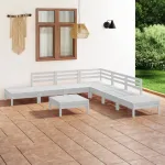 Set mobilier de grădină, 8 piese, alb, lemn masiv de pin GartenMobel Dekor