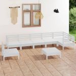 Set mobilier de grădină, 8 piese, alb, lemn masiv de pin GartenMobel Dekor