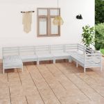 Set mobilier de grădină, 8 piese, alb, lemn masiv de pin GartenMobel Dekor