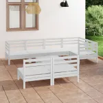 Set mobilier de grădină, 8 piese, alb, lemn masiv de pin GartenMobel Dekor