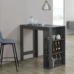 RESIGILAT - Masa tip Bar Danderyd cu 3 Rafturi pentru Bauturi, PAL Gri Inchis, Dimensiuni 120x60x105 cm
