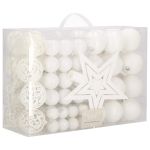 Set globuri si decoratiuni de Craciun, 100 piese, diverse dimensiuni cu stea, alb Household NewTrend