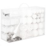 Set globuri si decoratiuni de Craciun, 101 piese, diverse dimensiuni, alb Household NewTrend