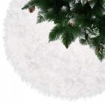 Covoras de pus sub bradul de Craciun, diametru 85 cm, imitatie blana alba Household NewTrend