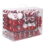 Set globuri si decoratiuni de Craciun, 153 piese, diverse dimensiuni, rosu Household NewTrend
