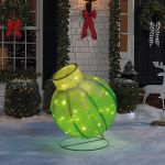 Decor de Craciun tip Glob Urias Iluminat LED 60x83 cm, Verde