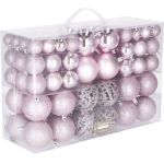 Set globuri de Craciun, 100 bucati, 3-6cm, roz Household NewTrend