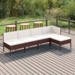 Set mobilier de grădină cu perne, 5 piese, maro, poliratan GartenMobel Dekor