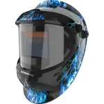 Masca de sudura cu autoreglare a intensitatii luminoase, DIN 9-13, 92.5x42.5 cm, model fulgere albastre, Strend Pro GartenVIP DiyLine