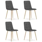 Set 4 scaune bucatarie/living, Artool, Kara, catifea, metal, gri si natur, 44.5x50.5x87 cm GartenVIP DiyLine