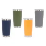 Family Pack 4x Cana Termoizolanta Otel Inoxidabil SS304 cu Capac Perete Dublu 590ml Albastru Portocaliu Verde Gri Performance AutoTuning