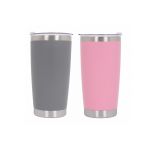 Set 2x Cana Termoizolanta Otel Inoxidabil SS304 cu Capac Perete Dublu 590ml Roz Gri Performance AutoTuning