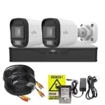 Sistem supraveghere complet 2 camere Uniview, Imagini color noaptea, 5MP 2K+, Lumina Alba 20m, DVR, Accesorii montaj, HDD 500GB SafetyGuard Surveillance