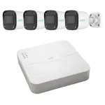 Sistem supraveghere simplu Uniarch, 4 camere IP 2MP Full HD, Vizualizare de pe mobil, Microfon, De exterior, Vizibilitate pe timp de noapte 30m, NVR 4 canale PoE SafetyGuard Surveillance