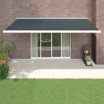 Copertină retractabilă, antracit, 5x3 m, textil și aluminiu GartenMobel Dekor