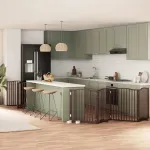 Poartă câini pliabilă cu ușă 12 panouri maro 960 cm, lemn plop GartenMobel Dekor