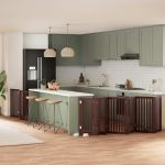 Poartă câini pliabilă cu ușă 9 panouri maro, 450 cm, lemn plop GartenMobel Dekor