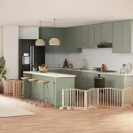 Poartă de câini pliabilă cu ușă, 10 panouri, 800 cm, lemn plop GartenMobel Dekor