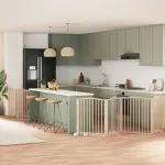 Poartă de câini pliabilă cu ușă, 12 panouri, 960 cm, lemn plop GartenMobel Dekor