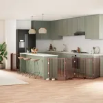 Poartă câini pliabilă cu ușă 10 panouri maro, 800 cm, lemn plop GartenMobel Dekor