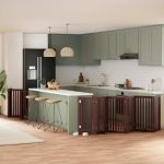 Poartă câini pliabilă cu ușă 15 panouri maro 750 cm, lemn plop GartenMobel Dekor