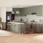 Poartă câini pliabilă cu ușă 15 panouri maro 750 cm, lemn plop GartenMobel Dekor