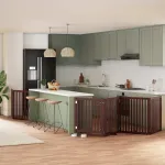 Poartă câini pliabilă cu ușă 8 panouri maro 640 cm, lemn plop GartenMobel Dekor