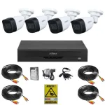 Sistem supraveghere inteligent Dahua, 4 camere 2MP Full HD, Vizualizare pe timp de noapte 30m, De exterior, DVR 4 canale, HDD 500GB, Accesorii montaj SafetyGuard Surveillance