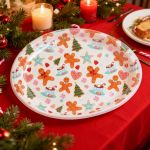 Tăviță decorativă – plastic – 36 x 26 cm – model cu prăjiturele și brad Best CarHome