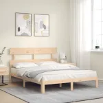 Cadru de pat cu tăblie, king size, lemn masiv GartenMobel Dekor