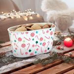 Coș decorativ din metal – model bastonașe dulci (candy cane) – 19 x 11,5 x 9,5 cm Best CarHome