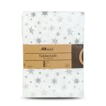 Față de masă decorativă – 140 x 240 cm – 100% poliester – model fulg de nea, culoare albă Best CarHome