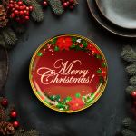 Tavă decorativă din plastic – model „Merry Christmas” – 22 cm Best CarHome