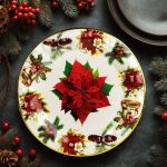 Tavă decorativă din plastic – model floare de poinsettia – 37,5 cm Best CarHome