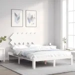 Cadru de pat cu tăblie dublu mic, lemn masiv GartenMobel Dekor