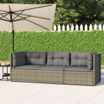 Set mobilier de grădină cu perne, 3 piese, gri, poliratan GartenMobel Dekor
