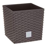 Ghiveci de flori, Prosperplast, Rato Low, patrat, 6.8 L, imitatie ratan, maro, 20x20x20.2 cm GartenVIP DiyLine
