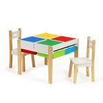 Homelux Set de mobilier pentru copii din lemn, cu masă și 2 scaune Mobalis Homvera