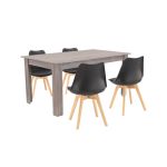 Leziter Set de masă Lola 4 1, stejar negru-York Mobalis Homvera