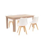 Leziter Set de masă Lola 4 1 alb-stejar Sonoma Mobalis Homvera