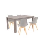 Leziter Set de masă Lola 4 1 gri-stejar York Mobalis Homvera