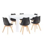 Leziter Set de masă Lola 6 1 alb-negru Mobalis Homvera