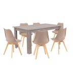 Leziter Set de masă Lola 6 1 bej-stejar York Mobalis Homvera