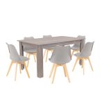 Leziter Set de masă Lola 6 1 gri-stejar York Mobalis Homvera