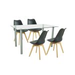 Leziter Set de masă Midori 4 1 negru Mobalis Homvera