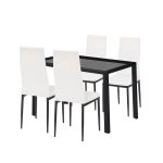 Leziter Set de masă Rowan 4 1 alb-negru Mobalis Homvera