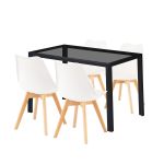 Leziter Set de masă Treva 4 1 alb-negru Mobalis Homvera