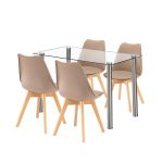 Leziter Set de masă Velon 4 1 alb-bej Mobalis Homvera